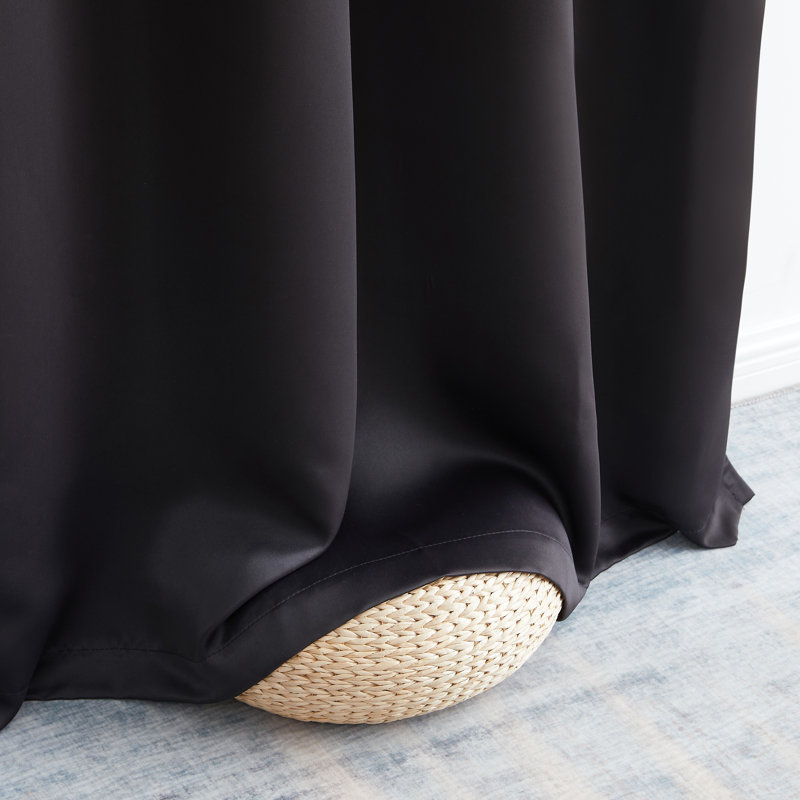 Gerlach Polyester Blackout Thermal Grommet Curtain Pair (Set of 2), 52" W x 84" L, Black
