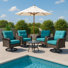 Ilijah 4 Rocking Swivel Rattan Patio Chairs With Cushions
