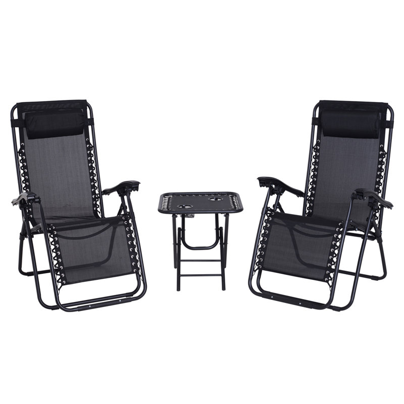 Northside 90cm Long Reclining Chaise Lounge Set, Black