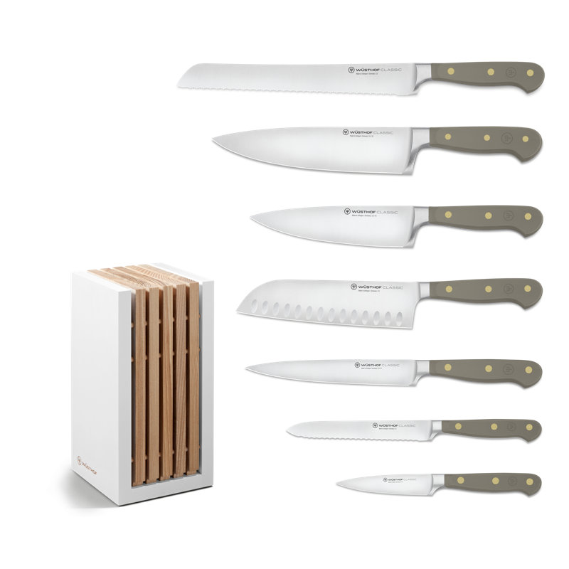 WÜSTHOF Classic Color Pink Himalayan Salt 8 Piece Knife Block Set, Velvet Oyster