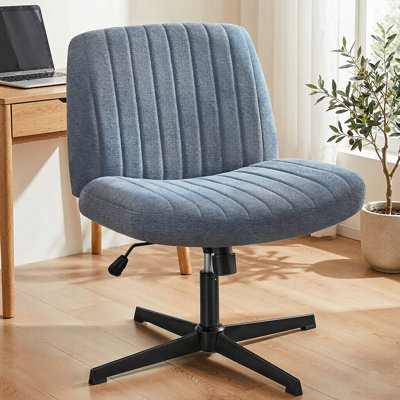 Fauteuil de bureau pivotant sans accoudoirs, chaise de bureau large à pieds croisés avec hauteur réglable et mode berçant