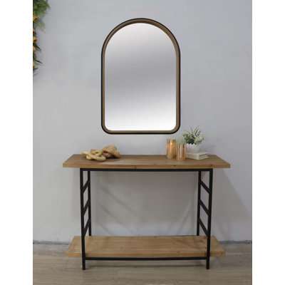 Miroir décoratif deux tons noir mat et bois naturel