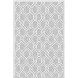 Geometric Hand-Knotted Wool Gray/White Area Rug