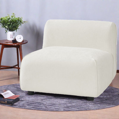 Space-saving Modern Accent Chair, Upholstered Beige Polyester, Ideal For Living Room & Bedroom