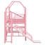 Lit mezzanine en métal avec glissade, escalier et tablettes de rangement-839481640