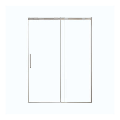 Porte de douche coulissante simple demi-cadre l 56 à 60 po x H 74 po, acier inoxydable 304, finition 5/16 po (8 mm) en verre trempé transparent de type C, avec poulie anti-déraillement de rail de guidage de type C
