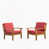 Coussin rouge / structure en teck
