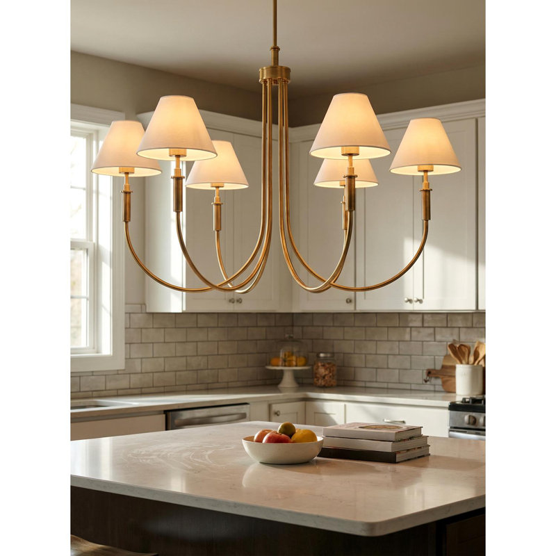 Celeste Chandelier, 6 Lights, Brass