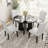 Modern Dining Room Table And Chairs - Beige Black Theme, Stylish Appeal Style Ensemble Wood, Comfortable Seating-11979276