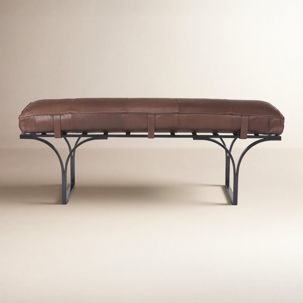 Magnolia Bench, Cocoa Genuine Leather