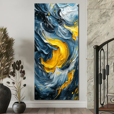 Ocella, encre jaune et grise Oceanic Waves III - reproduction d'art sur toile