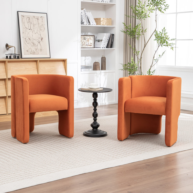 Jaimyn Upholstered Barrel Chair, Orange Velvet