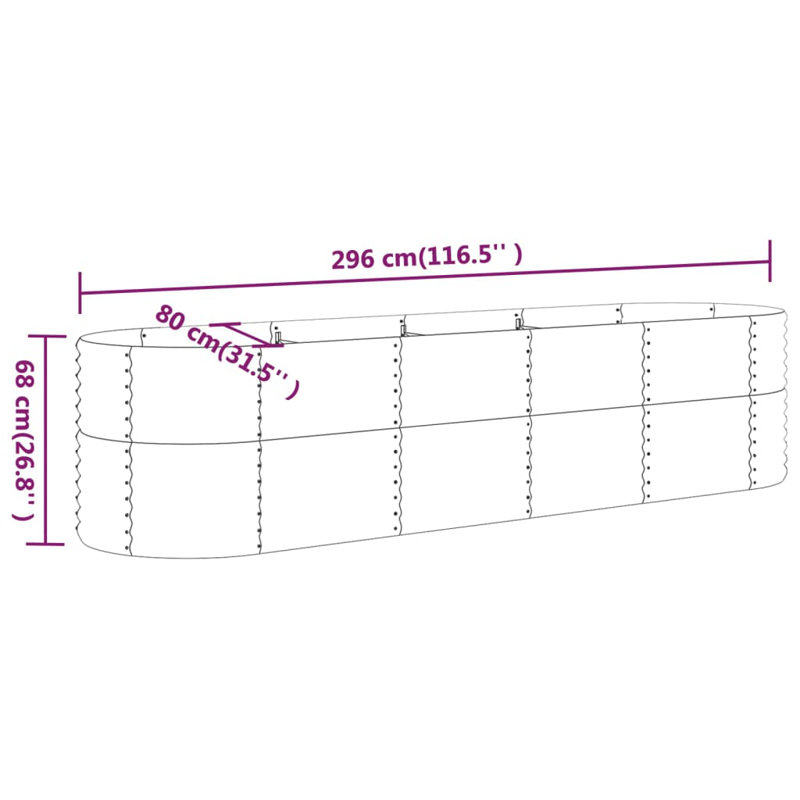 Nakayla Raised Garden Bed Raised Flower Bed Galvanized Steel Outdoor Planter, 26.8" H x 116.5" W x 31.5" D, Anthracite
