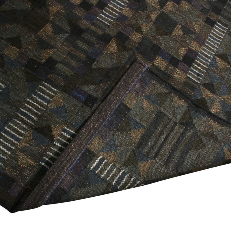 Rug & Kilim’S Scandinavian Brown Green And Blue Wool Rug, Rectangle 12' x 15'