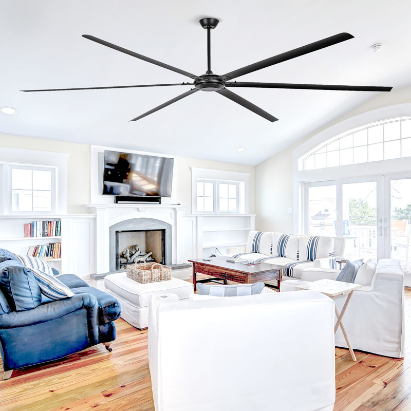 120" All-Aluminium Reversible Ceiling Fan With Remote Control, Indoor/Outdoor Large Ceiling Fan Without Light, Big Black Ceiling Fan For Patio, Porch, Garage, Shop, Farmhouse
