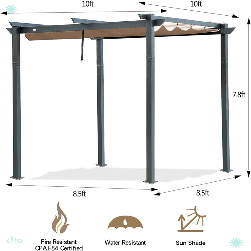 Pergola de jardin d'extérieur rétractable