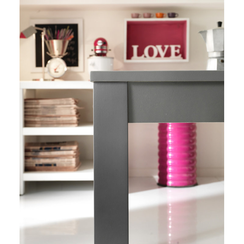 Mcgehee Extendable Solid Wood Base Dining Table, Dark Grey
