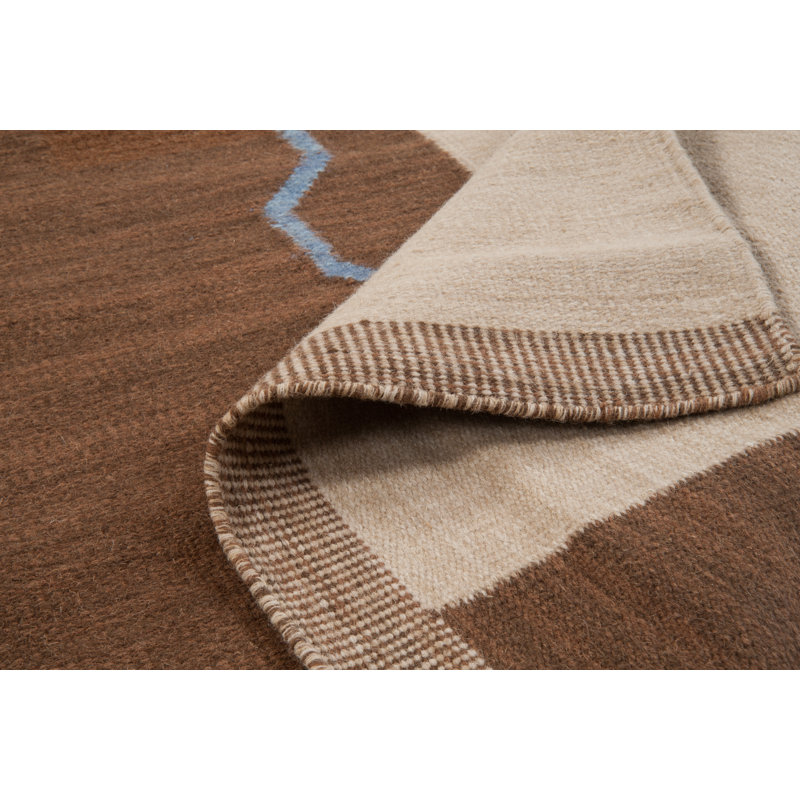 Tapis bleu/brun tissé à la main Nouveau, 8 pi x 11 pi