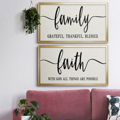 Family Grateful - Ensemble de 2 encadrements d'art textuel sur toile