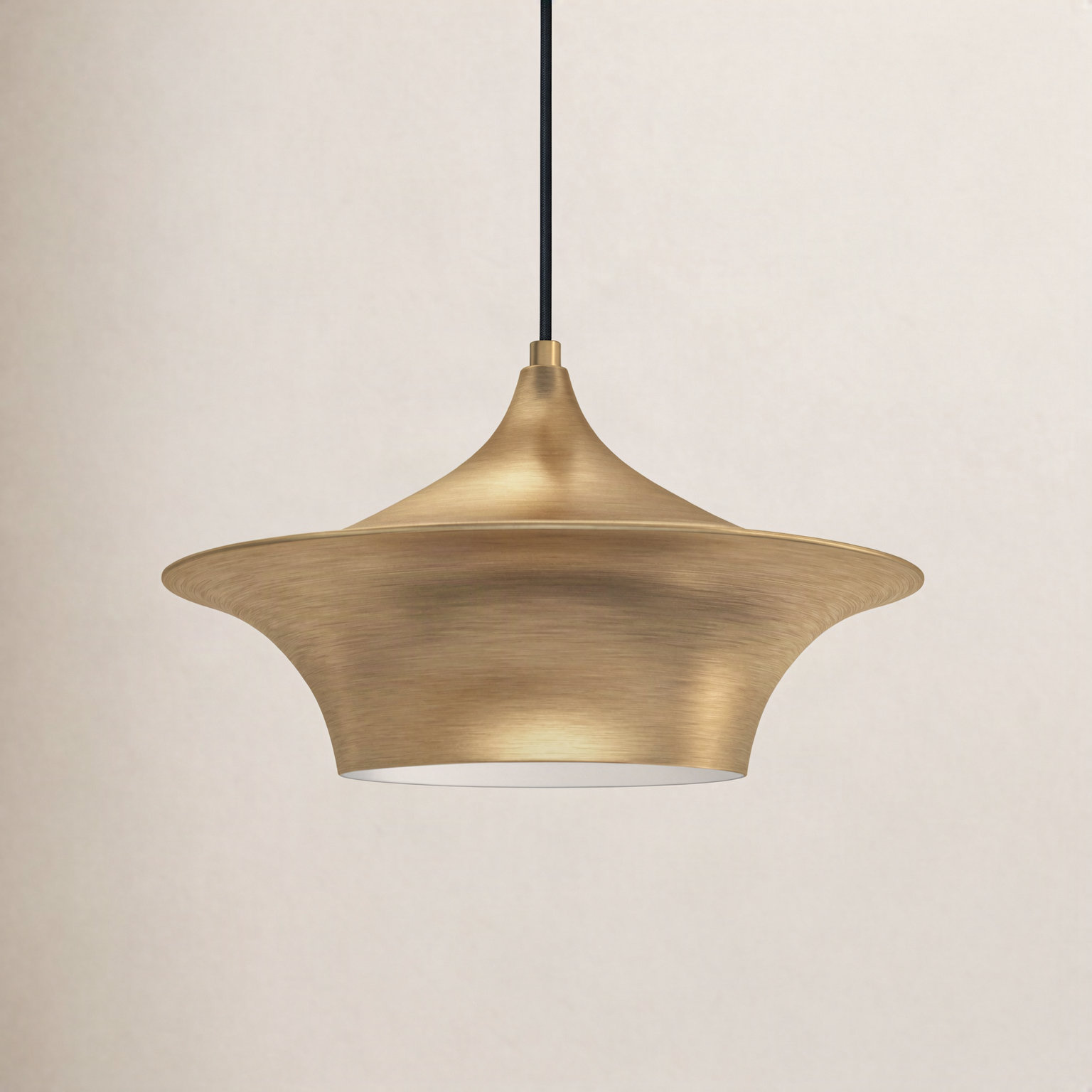 Alexia Single Light Metal Pendant, Brushed Gold, 84.25" H x 16" W x 16" D