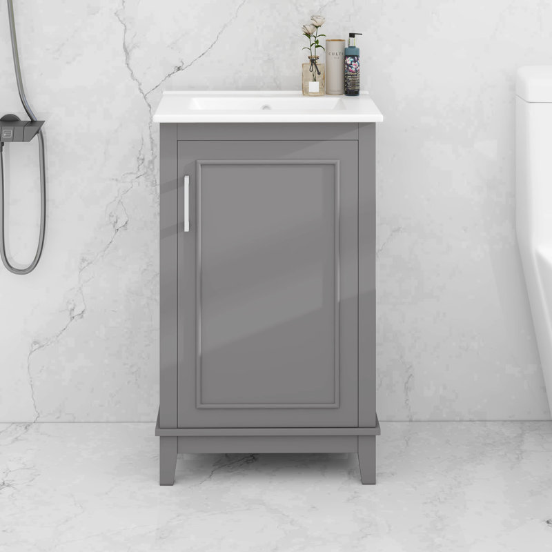 Meuble-lavabo avec lavabo, 1 porte à fermeture douce et beaucoup de rangement Designs, Gris