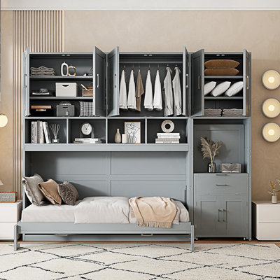 Lit escamotable simple, lit escamotable avec placard, tiroirs et bureau