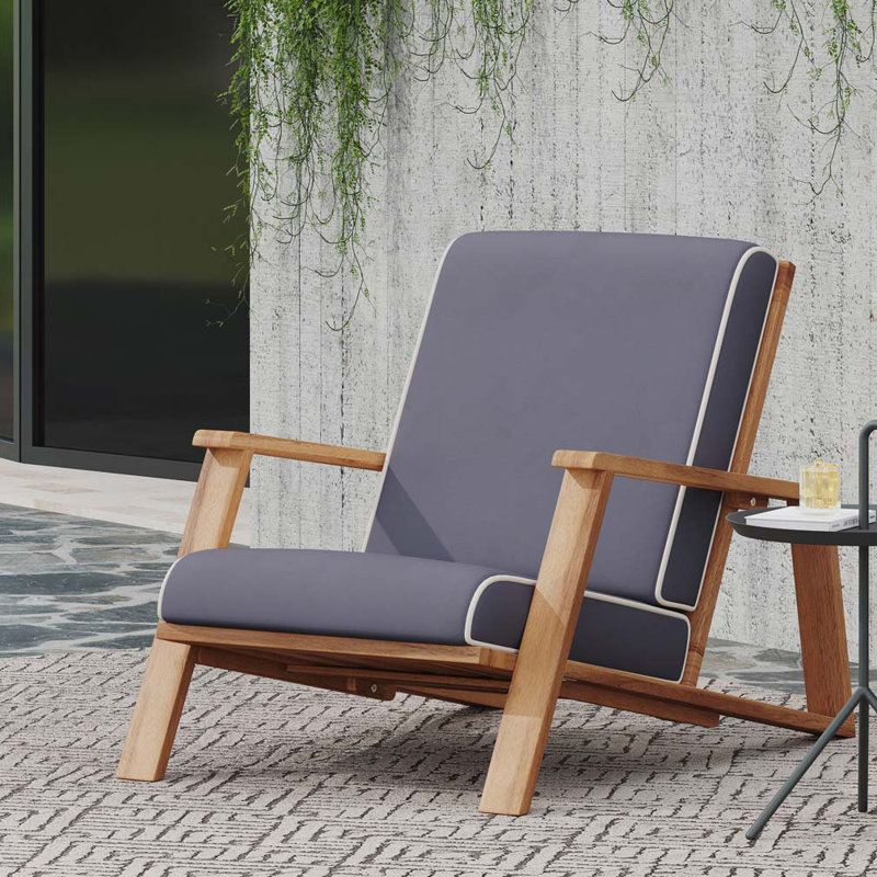Fauteuil d'extérieur en bois d'acacia, Gris foncé