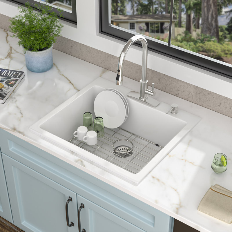 25'' L Drop-In Single Bowl Quartz Kitchen Sink
