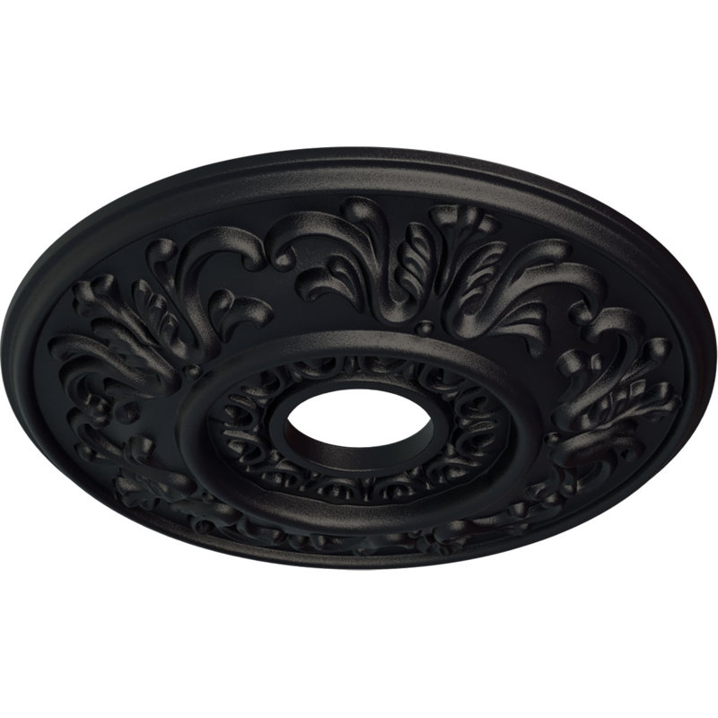 Endurathane Carlsbad Ceiling Medallion, 19 1/2"OD x 1 3/4"P, Hand-Painted Castle Stone Crackle Finish, Steel Gray