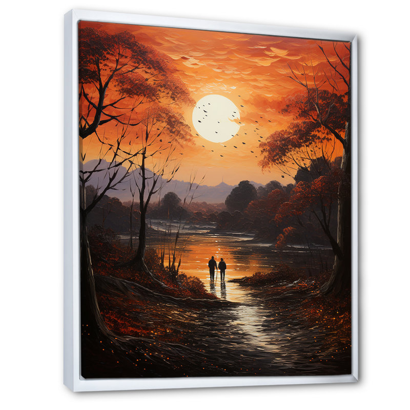 Lenhard, paysage romantique, coucher de soleil, sérénade II, Cadre flottant blanc, H 20 po x l 12 po x P 1 po
