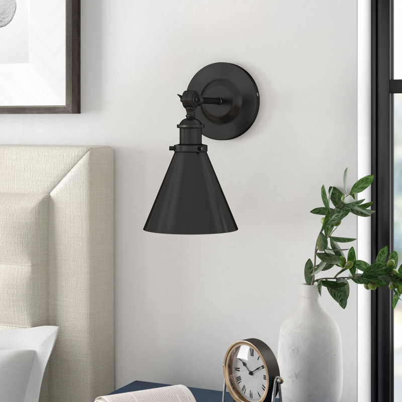 Kairi 1 - Light Dimmable Armed Sconce in Matte Black, Matte Black