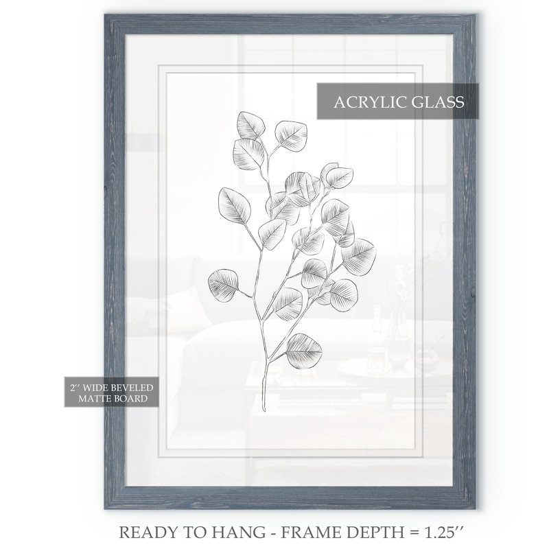 Eucalyptus sketch iii-reproduction de peinture encadrée, Impression encadrée grise, H 32 po x l 44 po x P 1,3 po