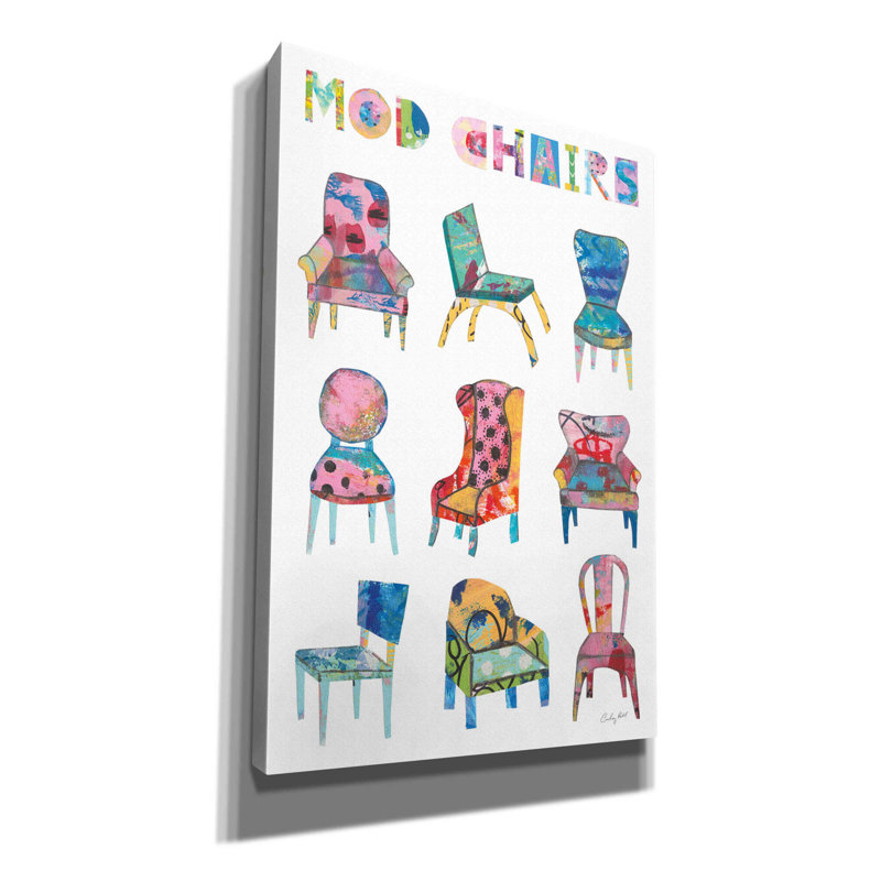 «Norine Mod Chairs Nine Up On Canvas» par Courtney Prahl, reproduction, H 18 po x l 12 po x P 0,75 po