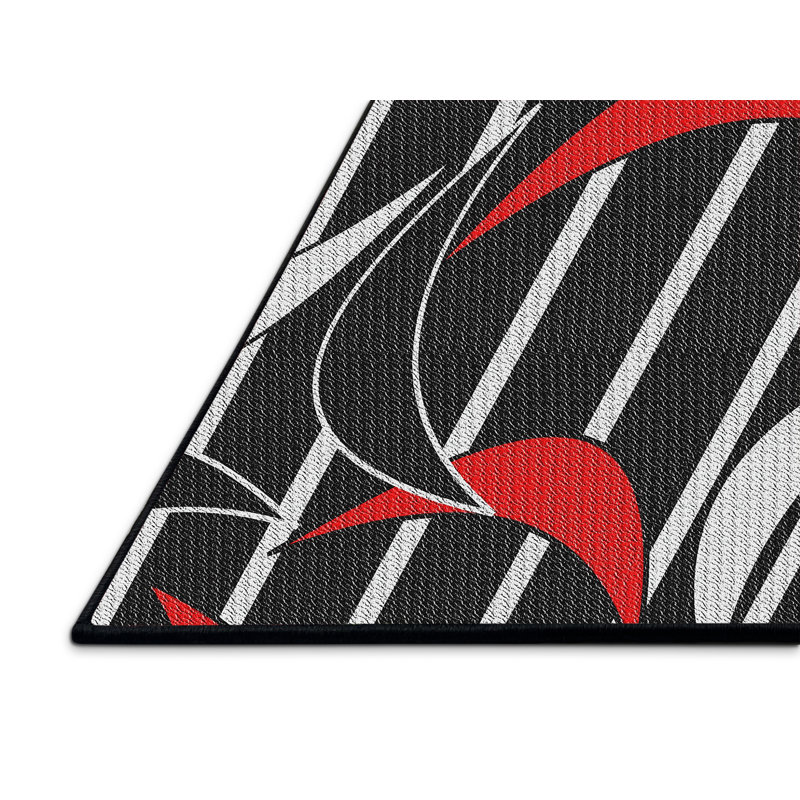 Tapis noir/rouge à motifs, Rectangle 6 pi x 9 pi