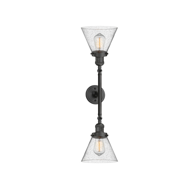 Cone 2 Light Bath Vanity Light, 6 Watt Vinage LED Bulb, Seedy, Oil Rubbed Bronze