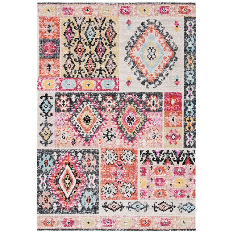 Archie-Lee Kivett Aqua/Orange/Pink Indoor/Outdoor Washable Area Rug Dakota Fields Rug Size: Rectangle 5' x 7