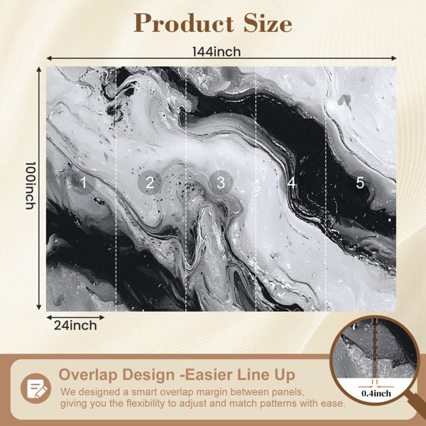 Red Barrel Studio Peel and Stick Wallpaper marble texture Monochrome ...
