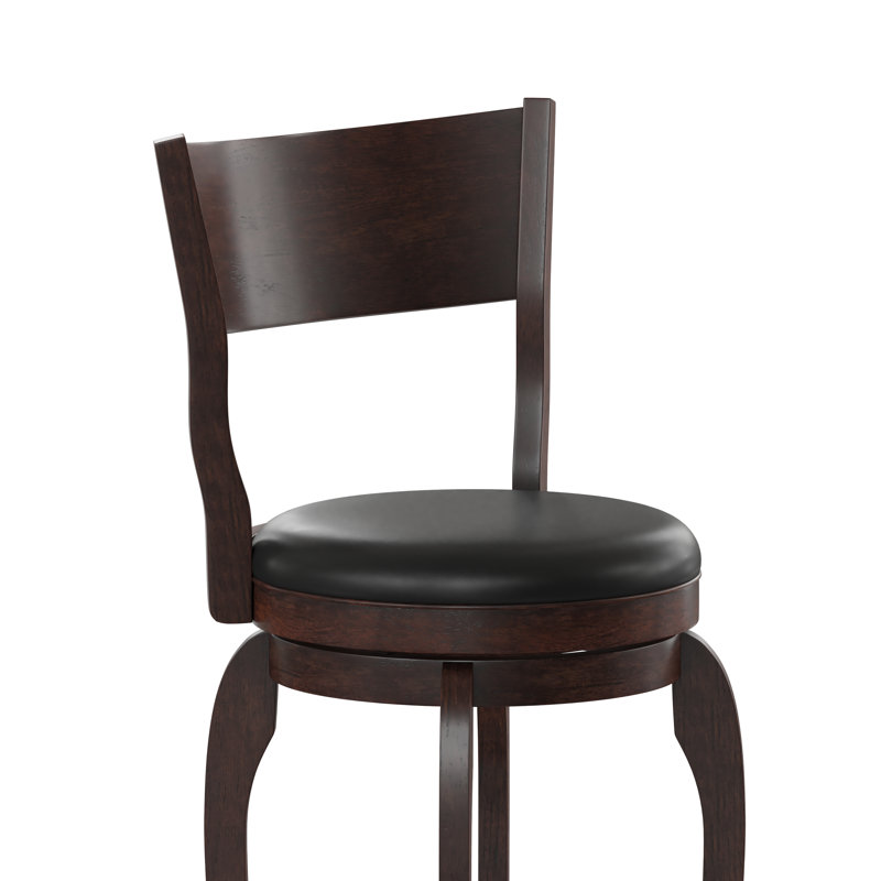 Tabouret Nichola, Similicuir noir / cadre espresso, Tabouret de bar (siège d'une hauteur de 30 po)