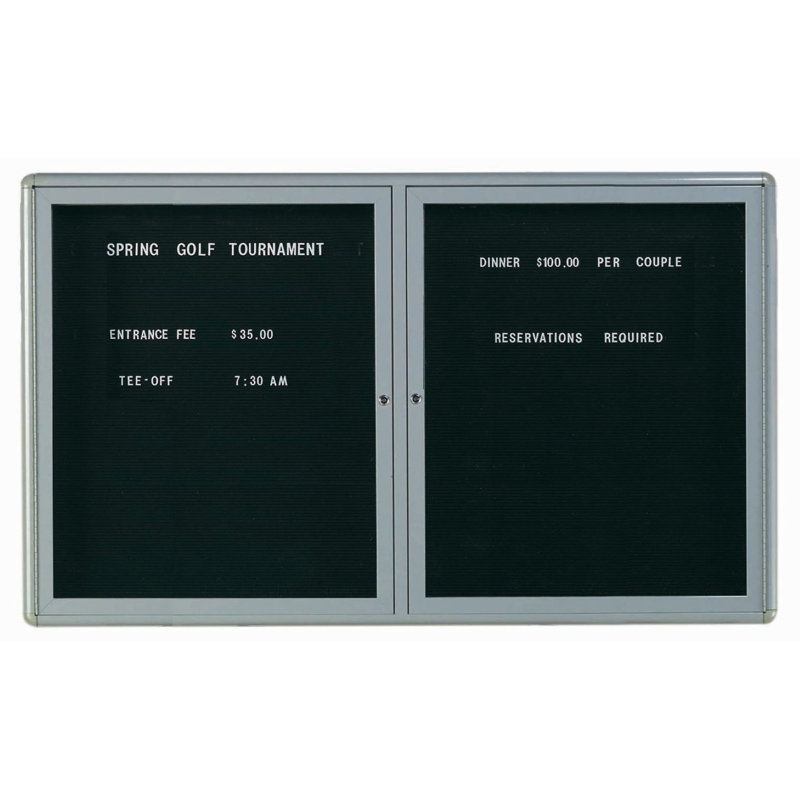 Radius Design Enclosed Directory Letter Board, 36" x 60", Gray/Black