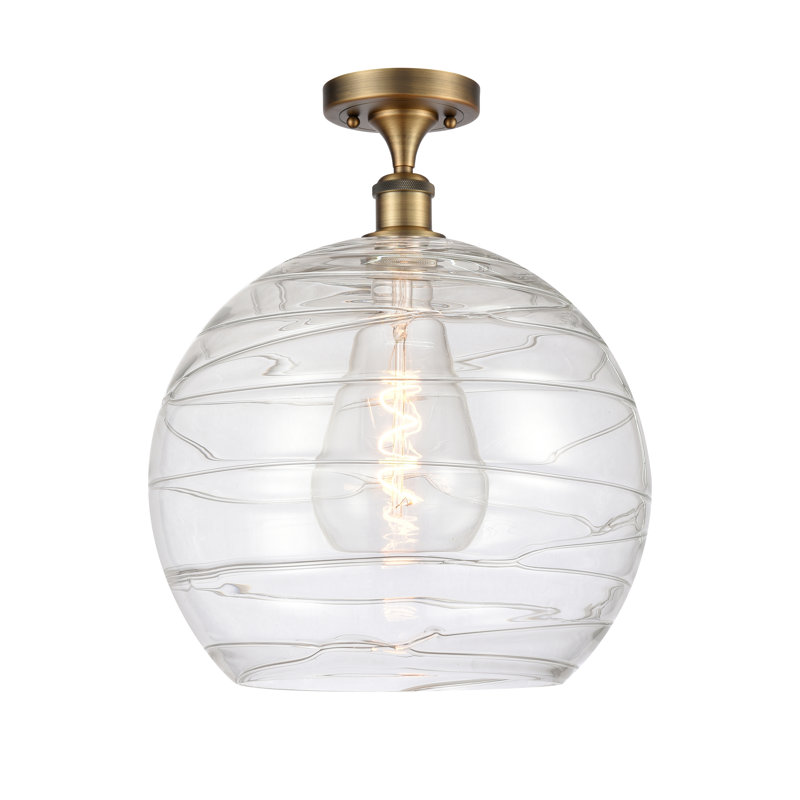 Plafonnier semi-encastré 1 lumière 8 po Anie, Ampoule non incluse, Laiton brossé, H 11 po x l 6 po x P 6 po