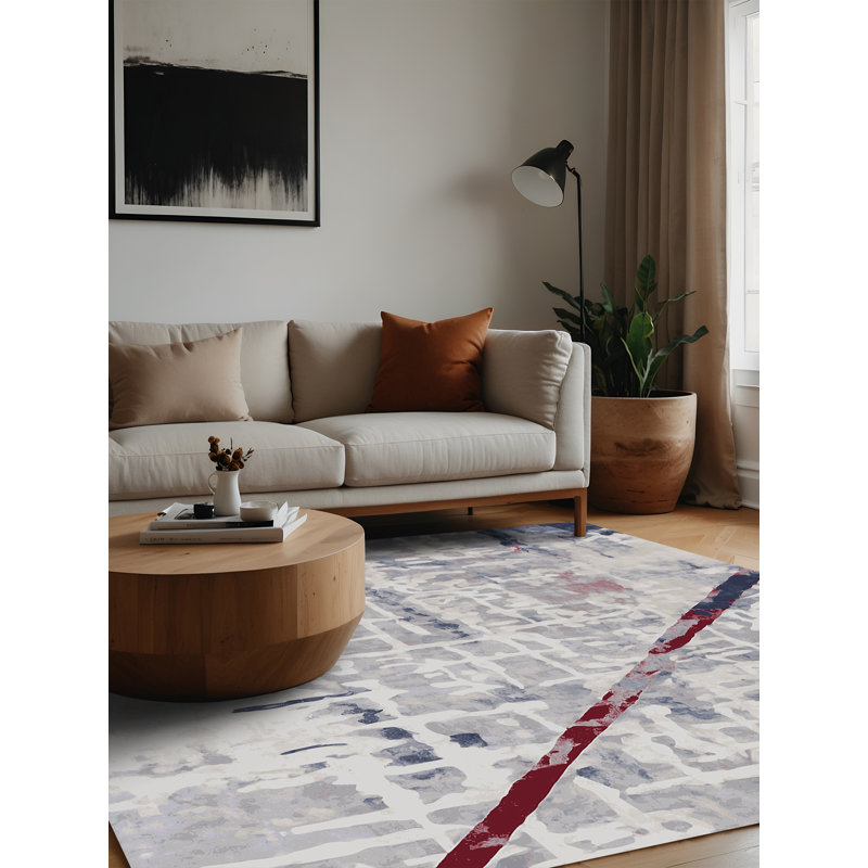 Machine Washable Gray Area Rug, Square 8'