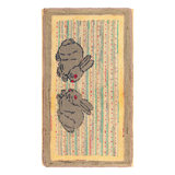 Antique Hooked Rug In Colorful Twin Rabbit Pictorial - Rug & Kilim
