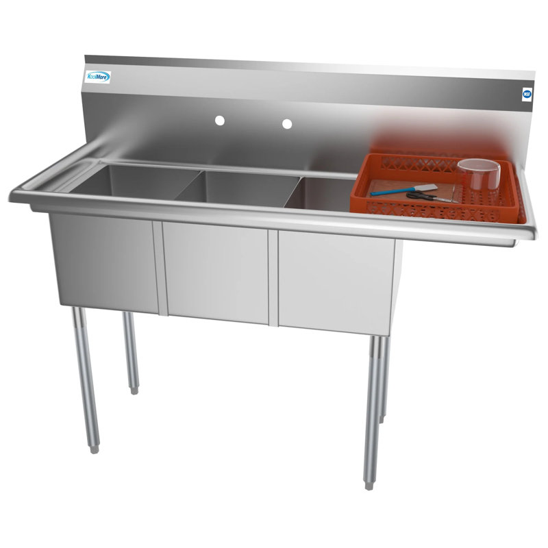 51 " L x 22 " W Silver Freestanding Service Sink
