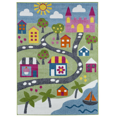 Tapis vert / bleu / rose Bowie