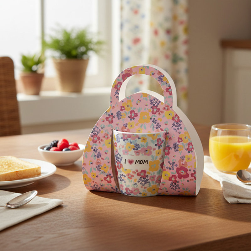 Ensemble de 2 tasses en céramique Marlee dans un emballage cadeau I Love Mom - Floral