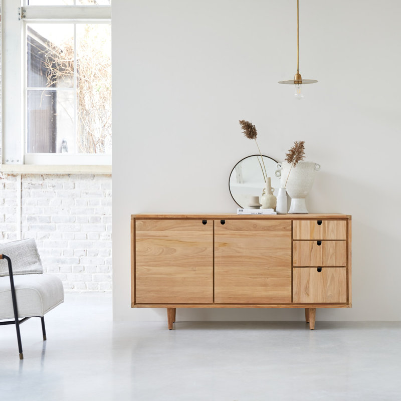 Jonàk 57.09 " W Solid Wood Sideboard, Beige/Natural