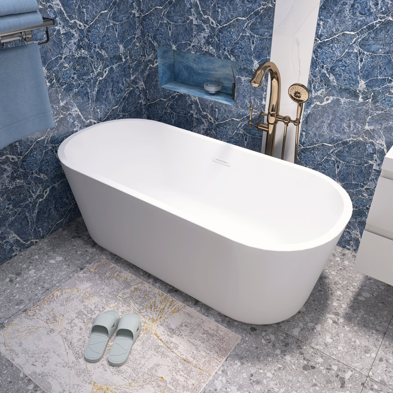 Baignoire de trempage autoportante en acrylique 67 po. X 31 po. Blanche