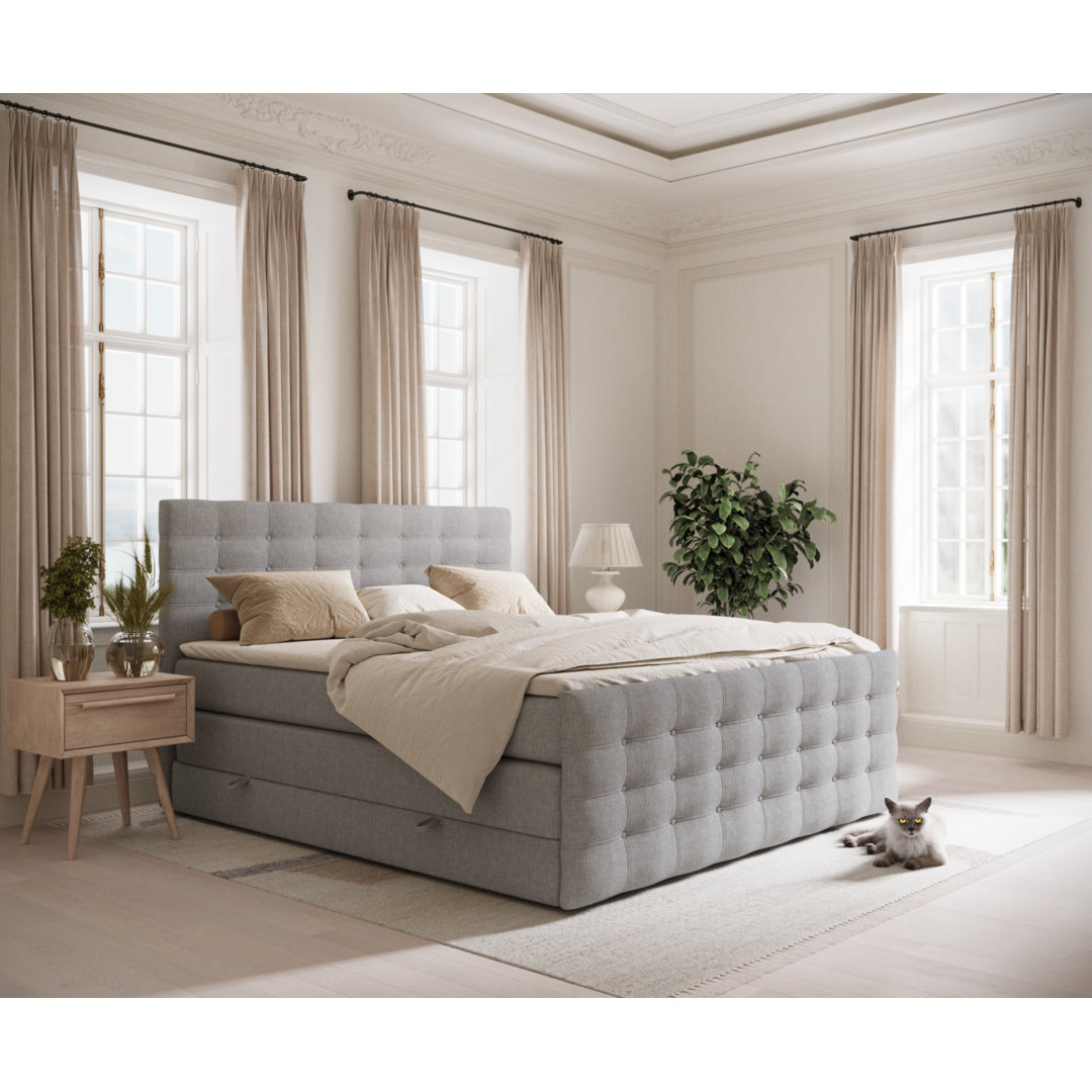 Echtes Boxspringbett Sorrento Supreme mit Zwei Matratzen und Bettkasten