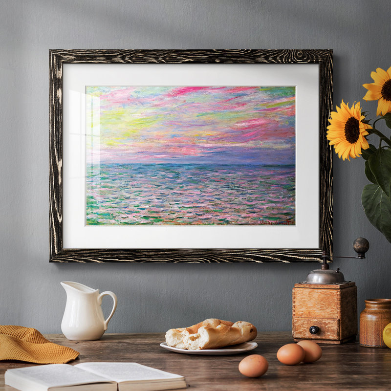 Coucher de soleil sur la mer à Pourville, 1882, reproduction d'art sur papier, Noir, H 18 po x l 26 po