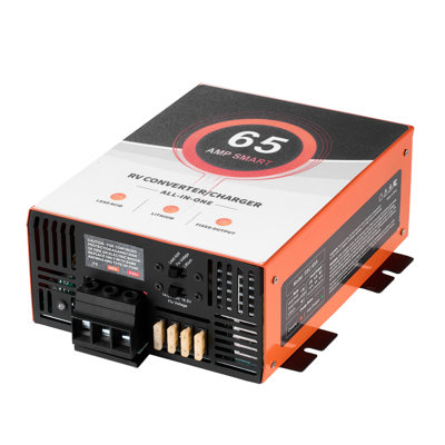 65 Amp Smart RV Power Converter Charger - Multi-Stage 12V DC Battery Charger for Lithium & Lead Acid Batteries, Heavy Duty Metal Housing